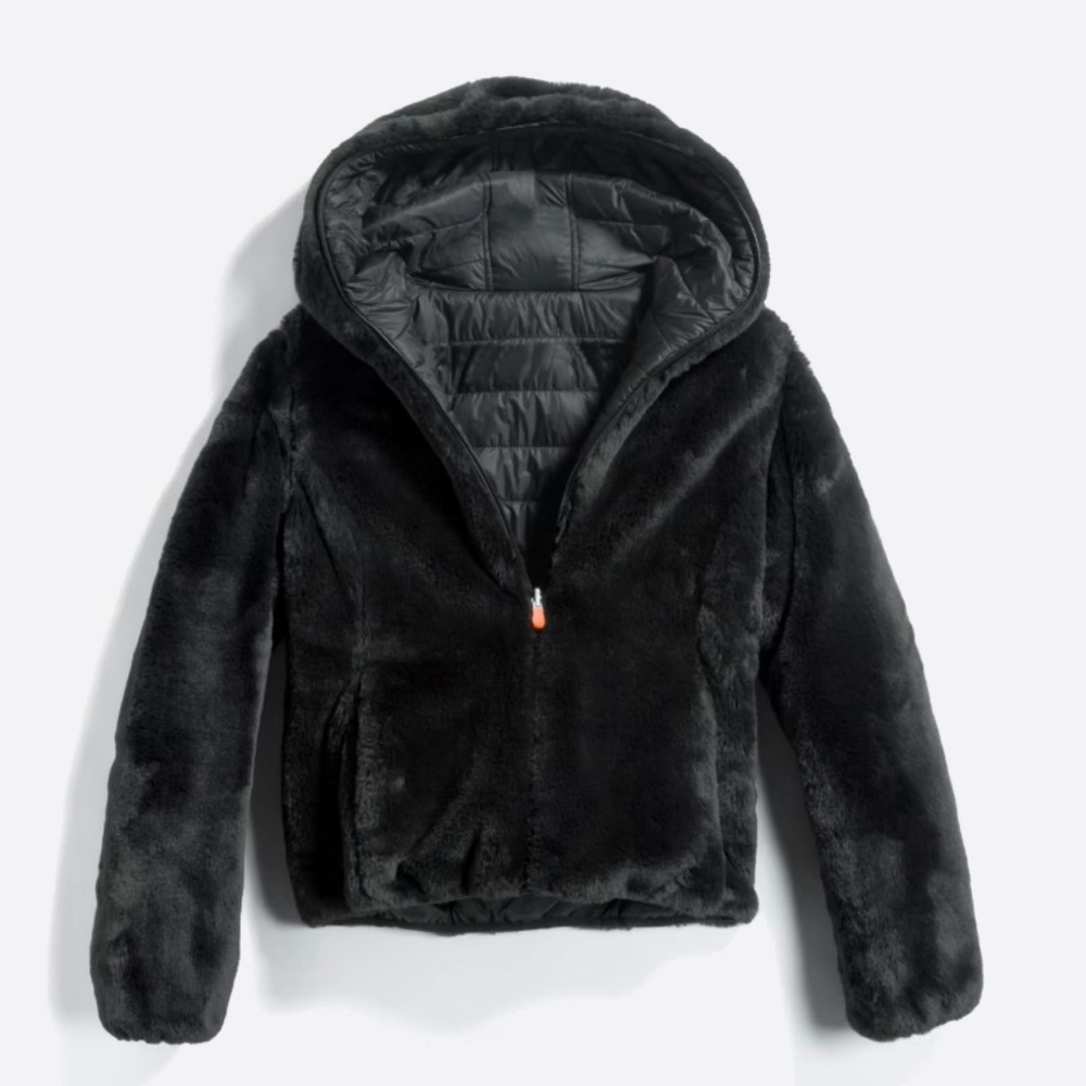 Save The Duck Alexa Reversible Faux Fur Jacket size small in black
